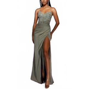 NEW ALYCE PARIS long dress with embellished bodice in sage green